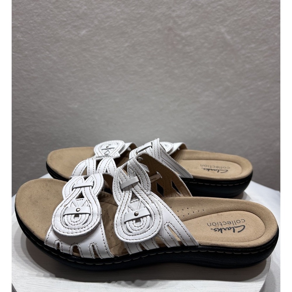 Clarks Women's Size 9.5W Laurieann Dusk White Leather Cushioned EUC - Picture 2 of 8